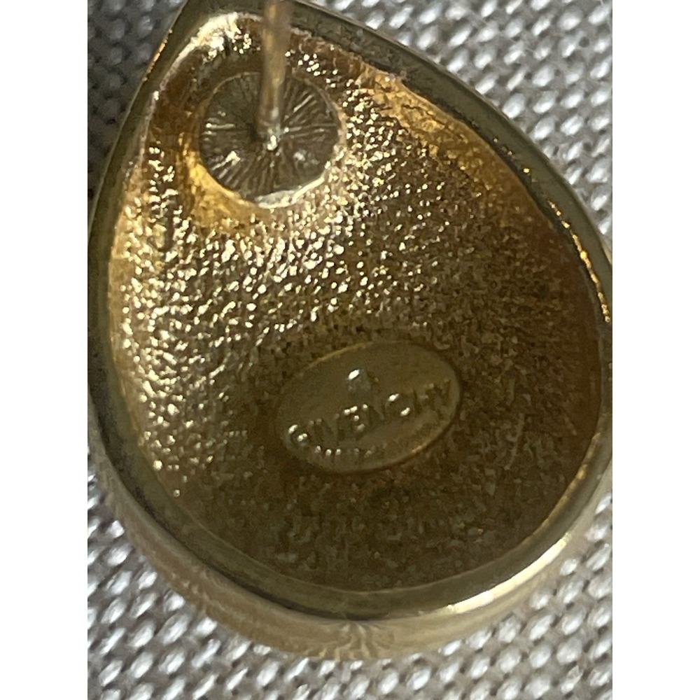 Givenchy Vintage Gold Tone Teardrop Large Rhinestone Stud Earrings Classy - Picture 4 of 6